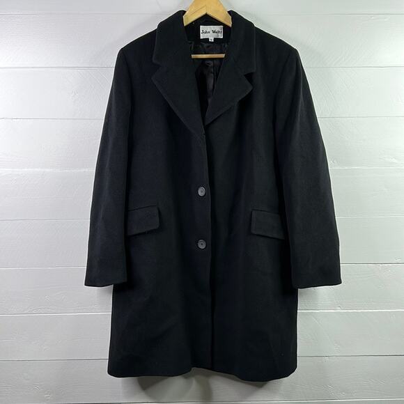 JOHN WEITZ Black Single Breasted Wool Button Up Pea Coat Jacket Size 16 - Picture 1 of 9
